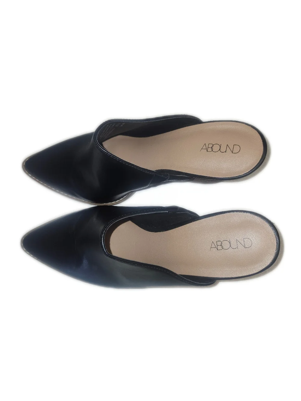 Abound Black Faux Leather Stacked Heel Pointed Toe Booties, 9.5